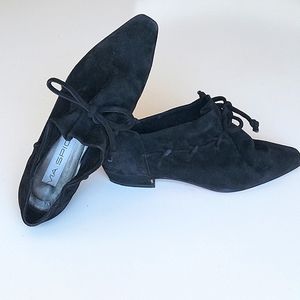 Vintage Via Spiga | Suede Ankle Booties | 6 1/2B - Black Kitten Heel◇ Rare 1990s